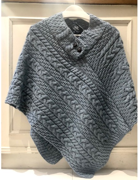 Poncho lana azul piedra
