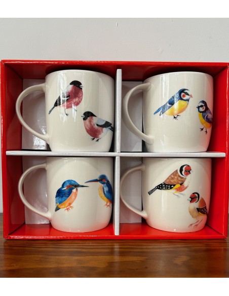BOX FOUR CUPS OF BIRDS