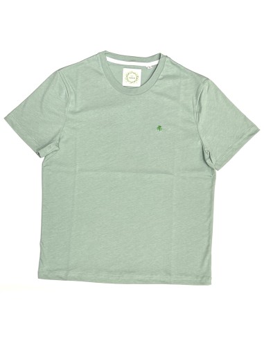 GRANITE GREEN T-SHIRT WITH EMBROIDERED TREBOL