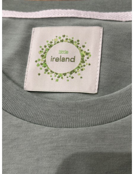 GRANITE GREEN T-SHIRT WITH EMBROIDERED TREBOL