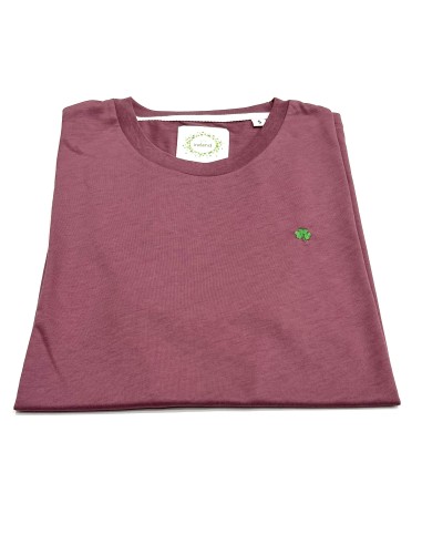 DARK PINK T-SHIRT WITH EMBROIDERED TREFOIL