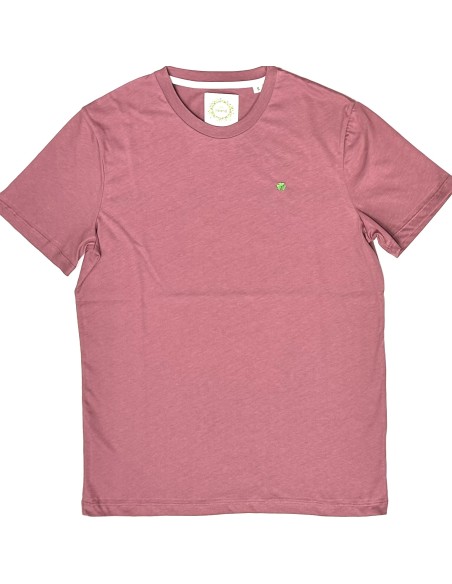 DARK PINK T-SHIRT WITH EMBROIDERED TREFOIL