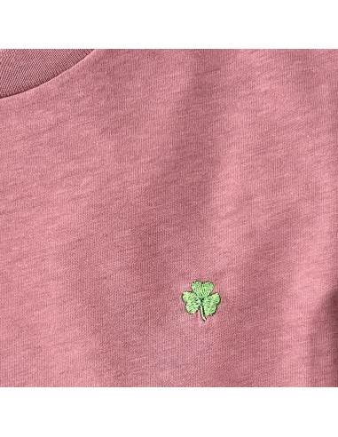 DARK PINK T-SHIRT WITH EMBROIDERED TREFOIL