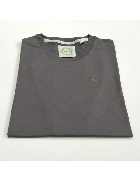 GREY T-SHIRT WITH EMBROIDERED TREBOL