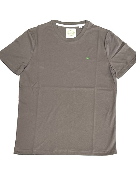 GREY T-SHIRT WITH EMBROIDERED TREBOL