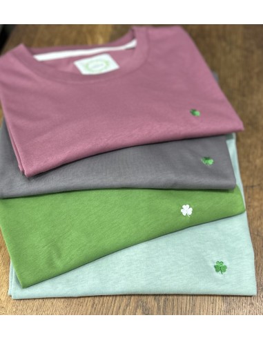 GREY T-SHIRT WITH EMBROIDERED TREBOL