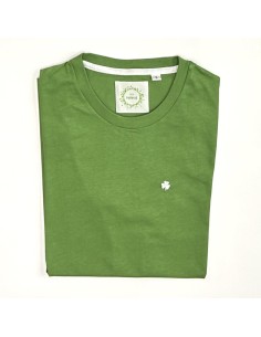 GREEN T-SHIRT WITH EMBROIDERED TREBOL
