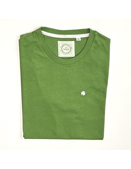 GREEN T-SHIRT WITH EMBROIDERED TREBOL
