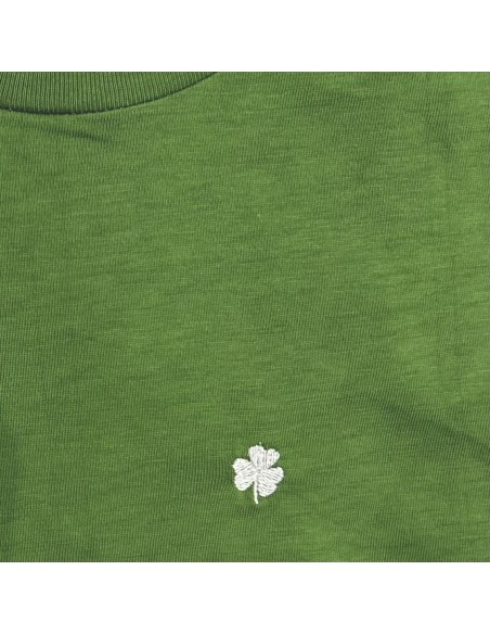 GREEN T-SHIRT WITH EMBROIDERED TREBOL