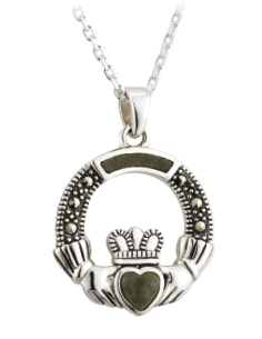 CLADDAGH PENDANT WITH MARBLE AND MARCASITE