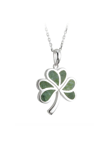 CONNEMARA GREEN MARBLE CLOVER PENDANT