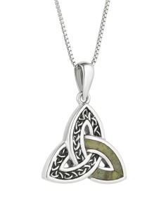 SILVER AND MARBLE TRIQUETTE PENDANT