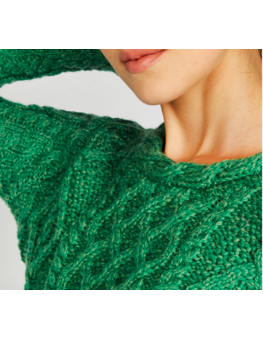 Jersey Aran Mujer cuello trenzado