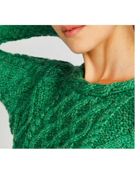 Jersey Aran Mujer cuello trenzado