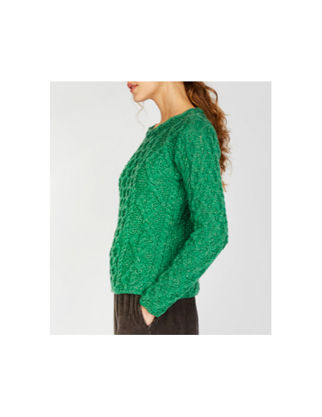 Jersey Aran Mujer cuello trenzado