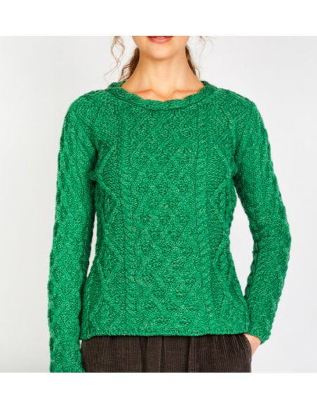 Jersey Aran Mujer cuello trenzado