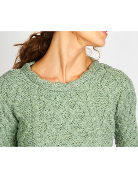 Jersey Aran Mujer cuello trenzado