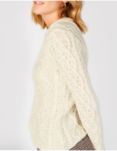 Jersey Aran Mujer cuello trenzado