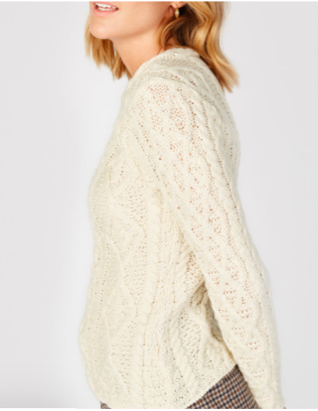 Jersey Aran Mujer cuello trenzado