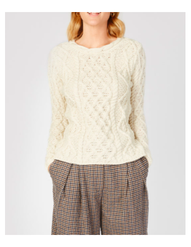 Jersey Aran Mujer cuello trenzado