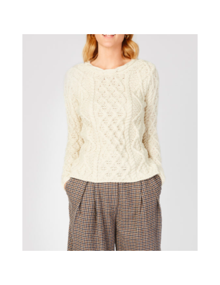 Jersey Aran Mujer cuello trenzado