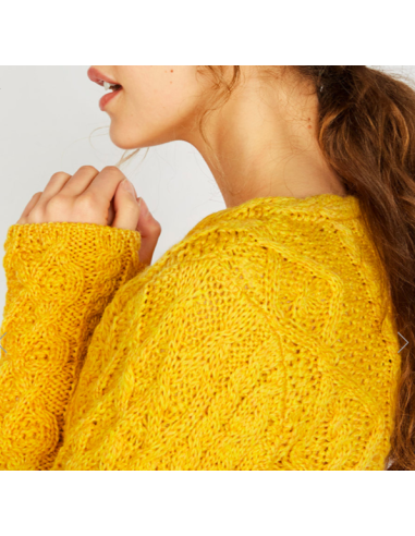 Jersey Aran Mujer cuello trenzado