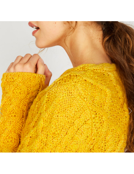 Jersey Aran Mujer cuello trenzado