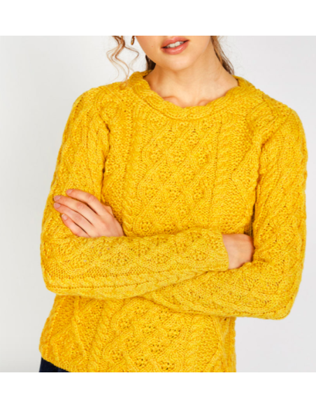 Jersey Aran Mujer cuello trenzado
