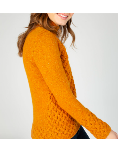 Braided sweater with chimney collar