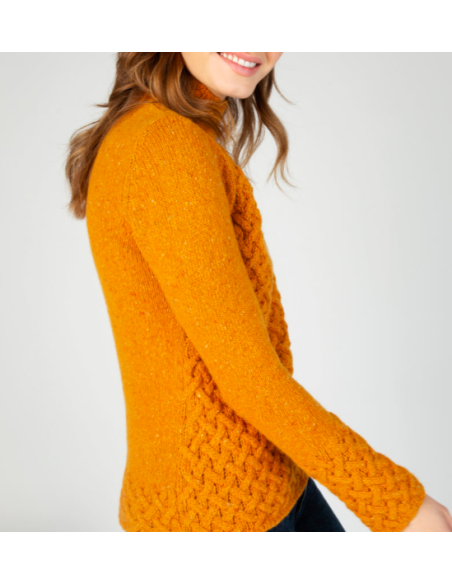 Braided sweater with chimney collar