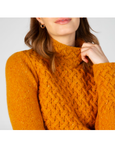 Braided sweater with chimney collar