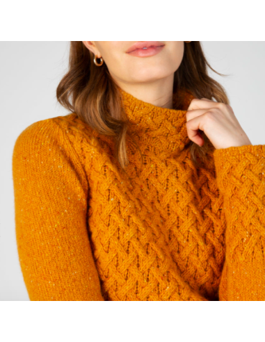 Braided sweater with chimney collar