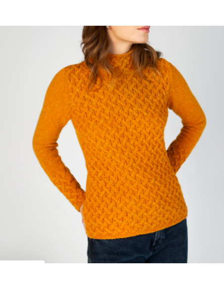 Jersey trenzado con cuello chimenea