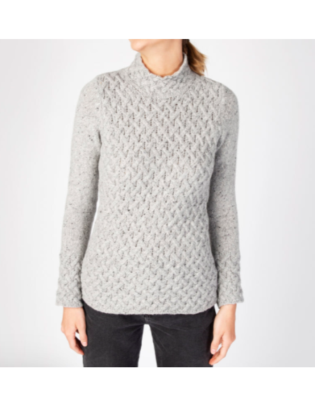 Braided sweater with chimney collar