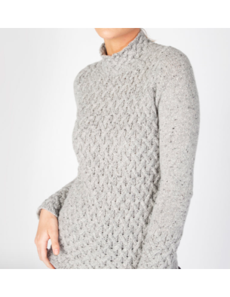 Braided sweater with chimney collar