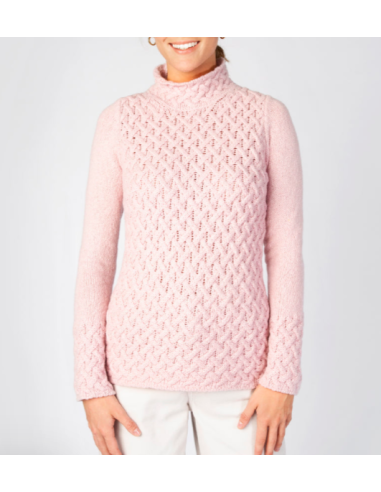 Braided sweater with chimney collar