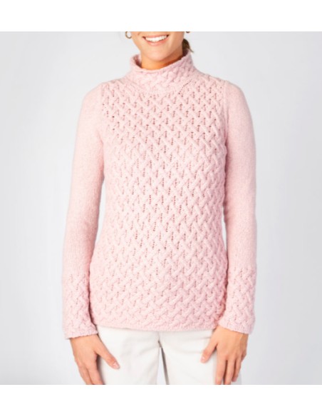 Braided sweater with chimney collar