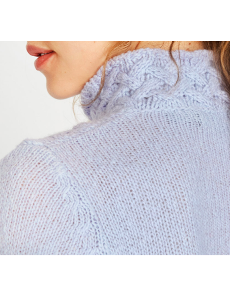 Braided sweater with chimney collar