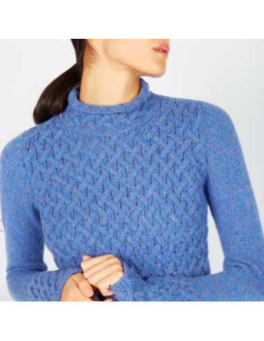 Braided sweater with chimney collar