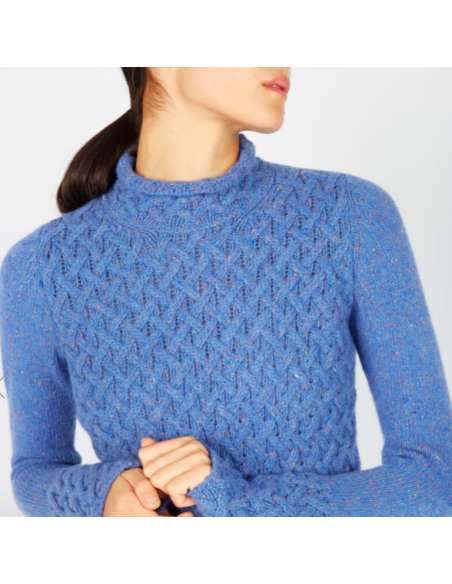 Braided sweater with chimney collar