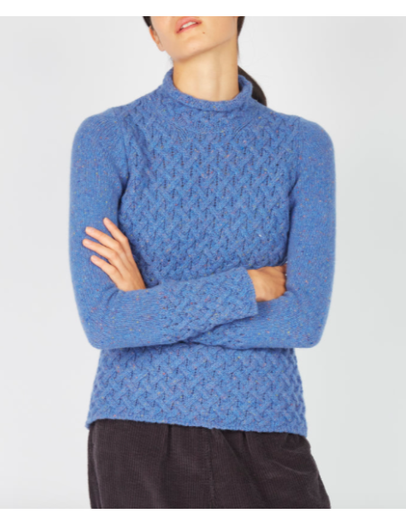 Braided sweater with chimney collar