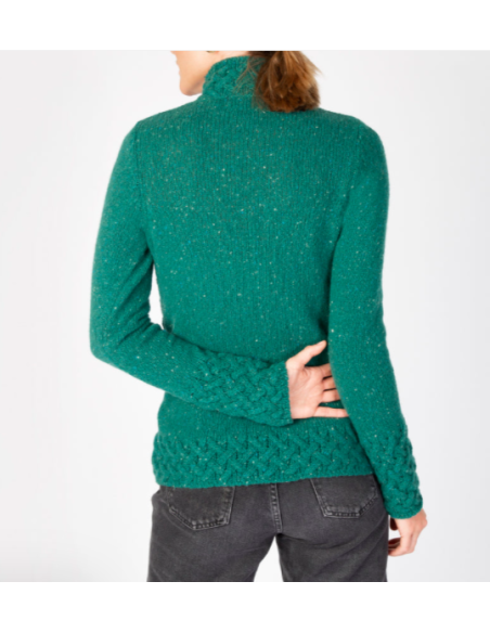 Braided sweater with chimney collar