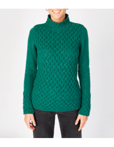 Braided sweater with chimney collar
