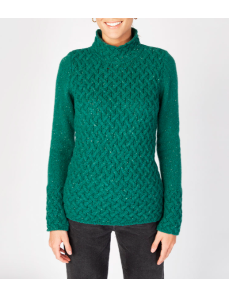 Braided sweater with chimney collar