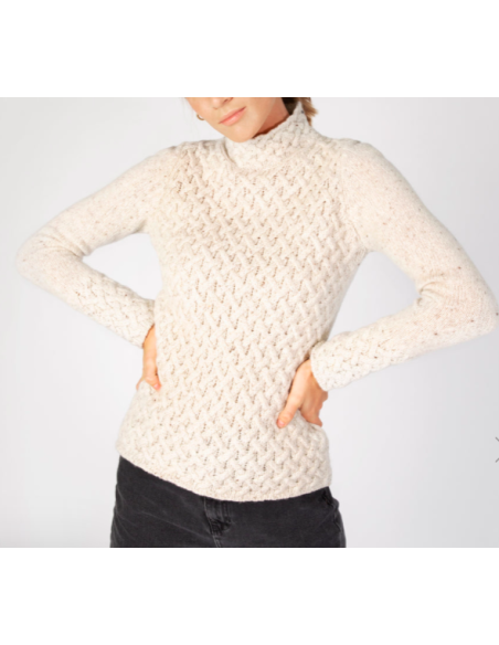 Braided sweater with chimney collar