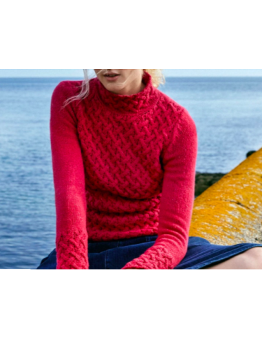 Braided sweater with chimney collar