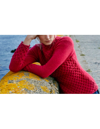 Braided sweater with chimney collar
