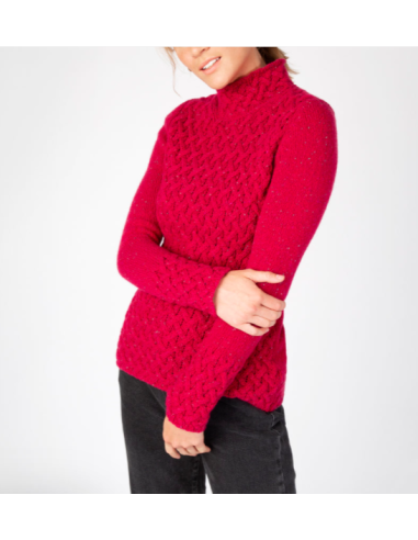 Jersey trenzado con cuello chimenea