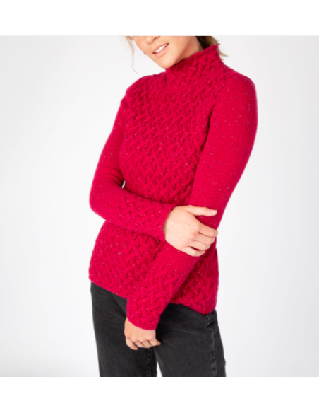 Braided sweater with chimney collar