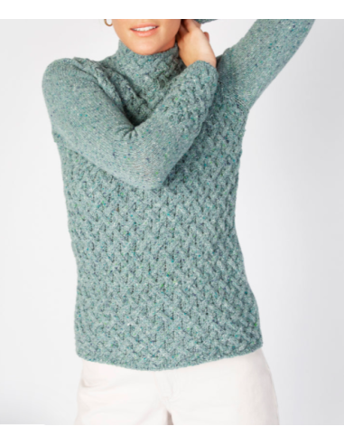 Braided sweater with chimney collar